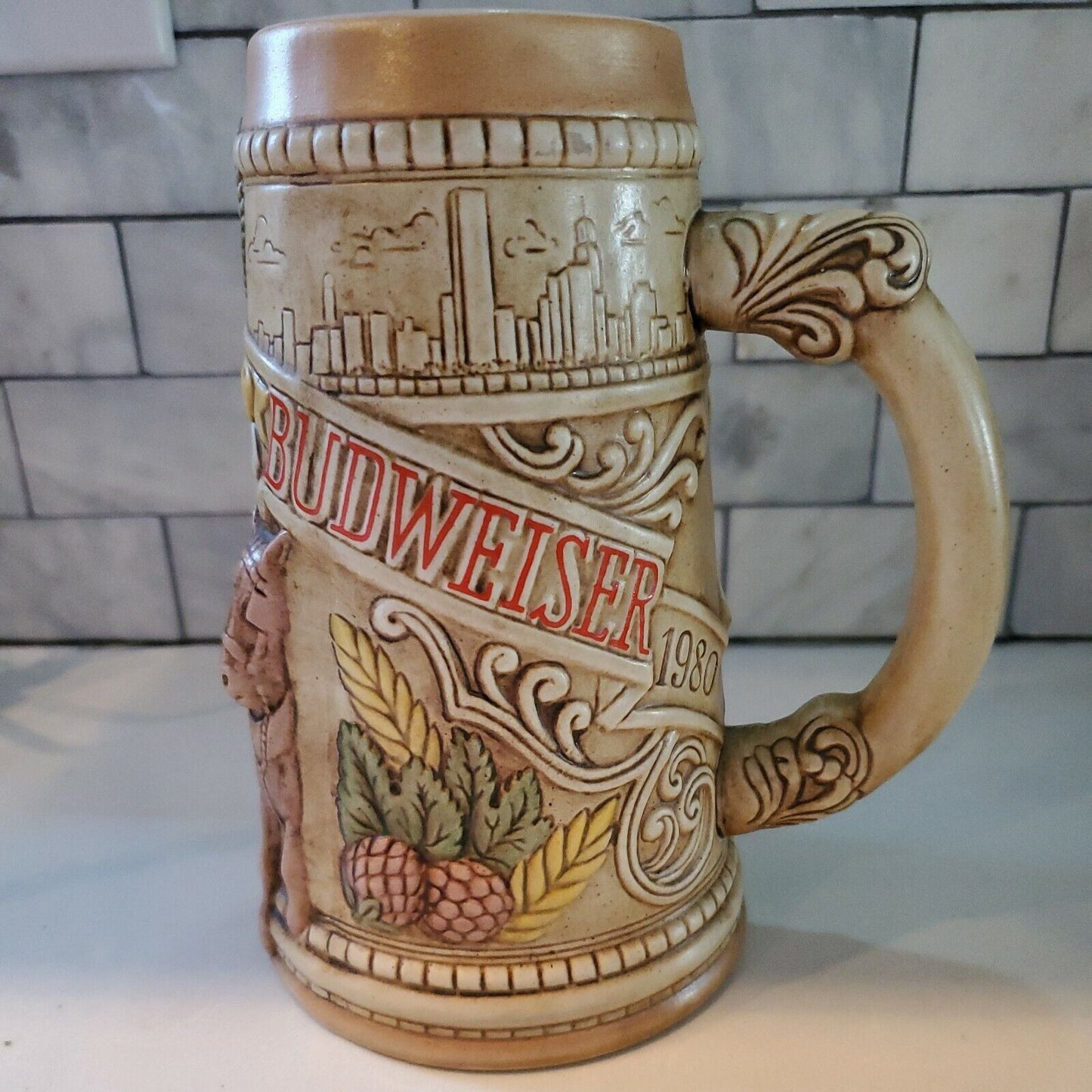 Vintage Collectible Budweiser Chicago Skyline 1980 Beer Stein Mug