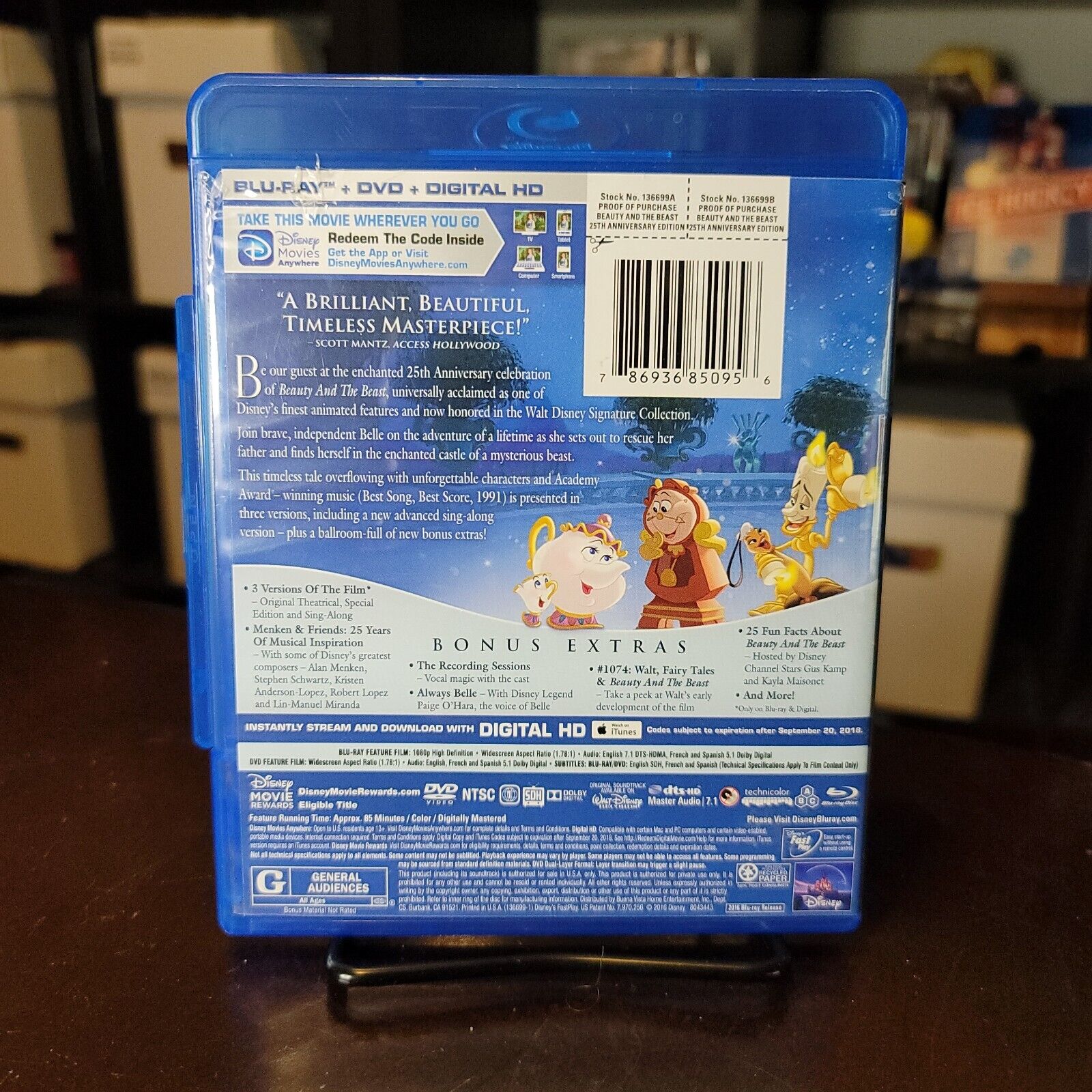 Beauty and the Beast 25th Anniversary Edition Blu-ray, 2016 Signature Collection