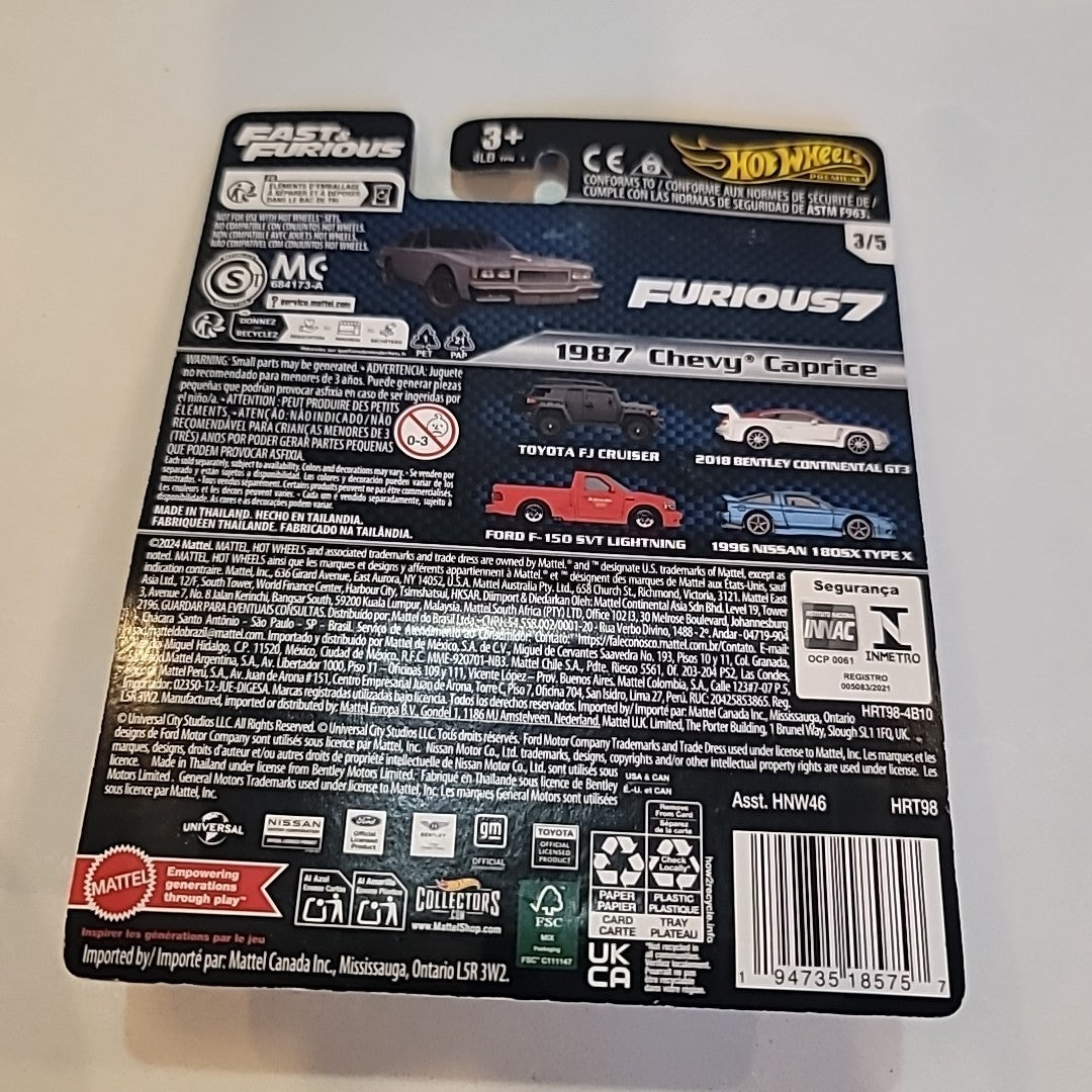 Mattel Hot Wheels 1987 Chevy Caprice Diecast Car Fast and the Furious Premium