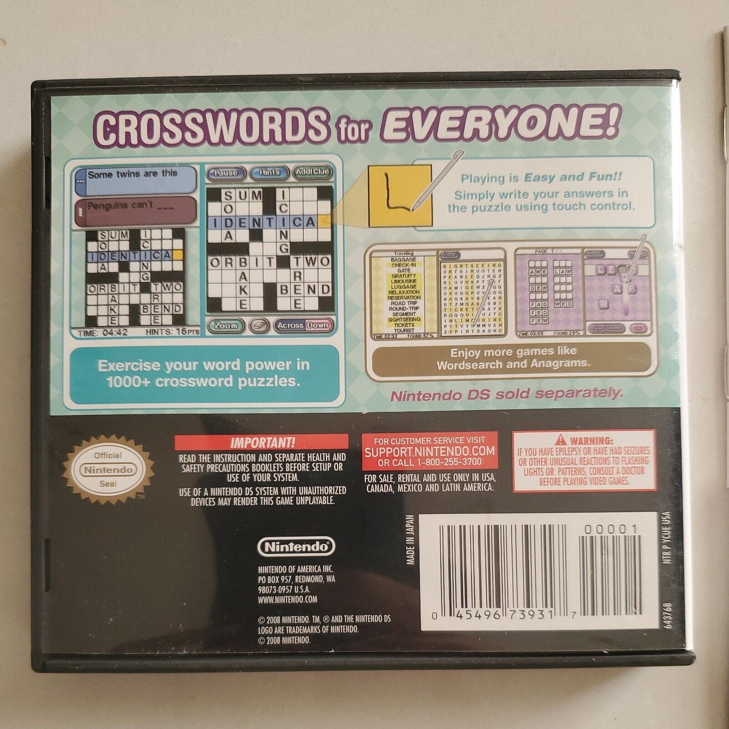 NINTENDO DS CROSSWORDS GAME - CIB - COMPLETE WITH CASE AND MANUAL