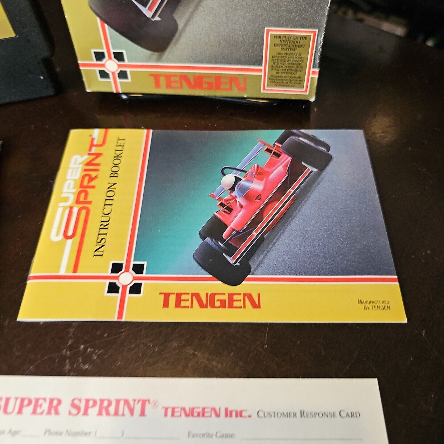 Super Sprint (NES Game, 1989) Tengen: Box, Manual, Registration Poster