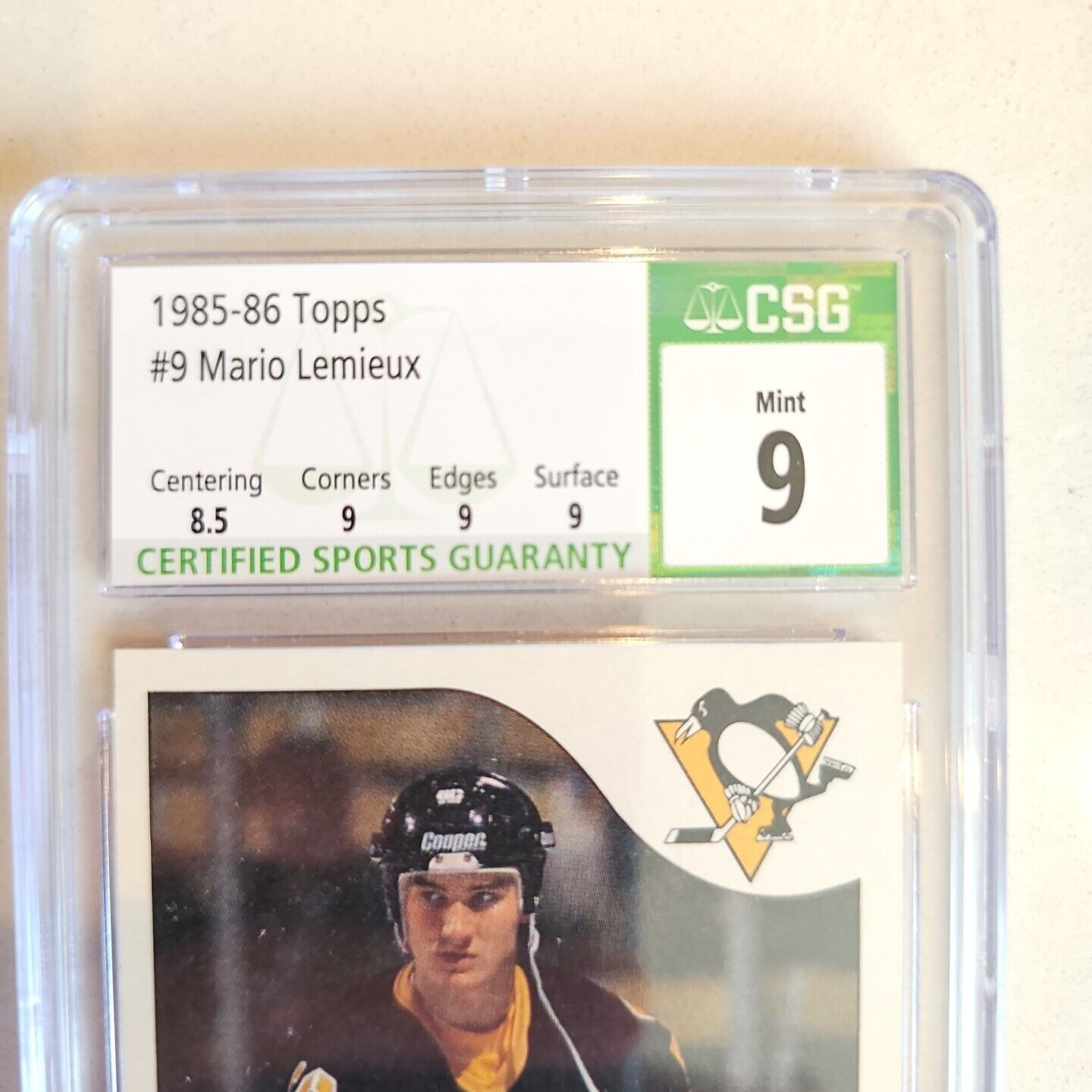 Mario Lemieux 1985 Topps #9 CSG 9 Penguins