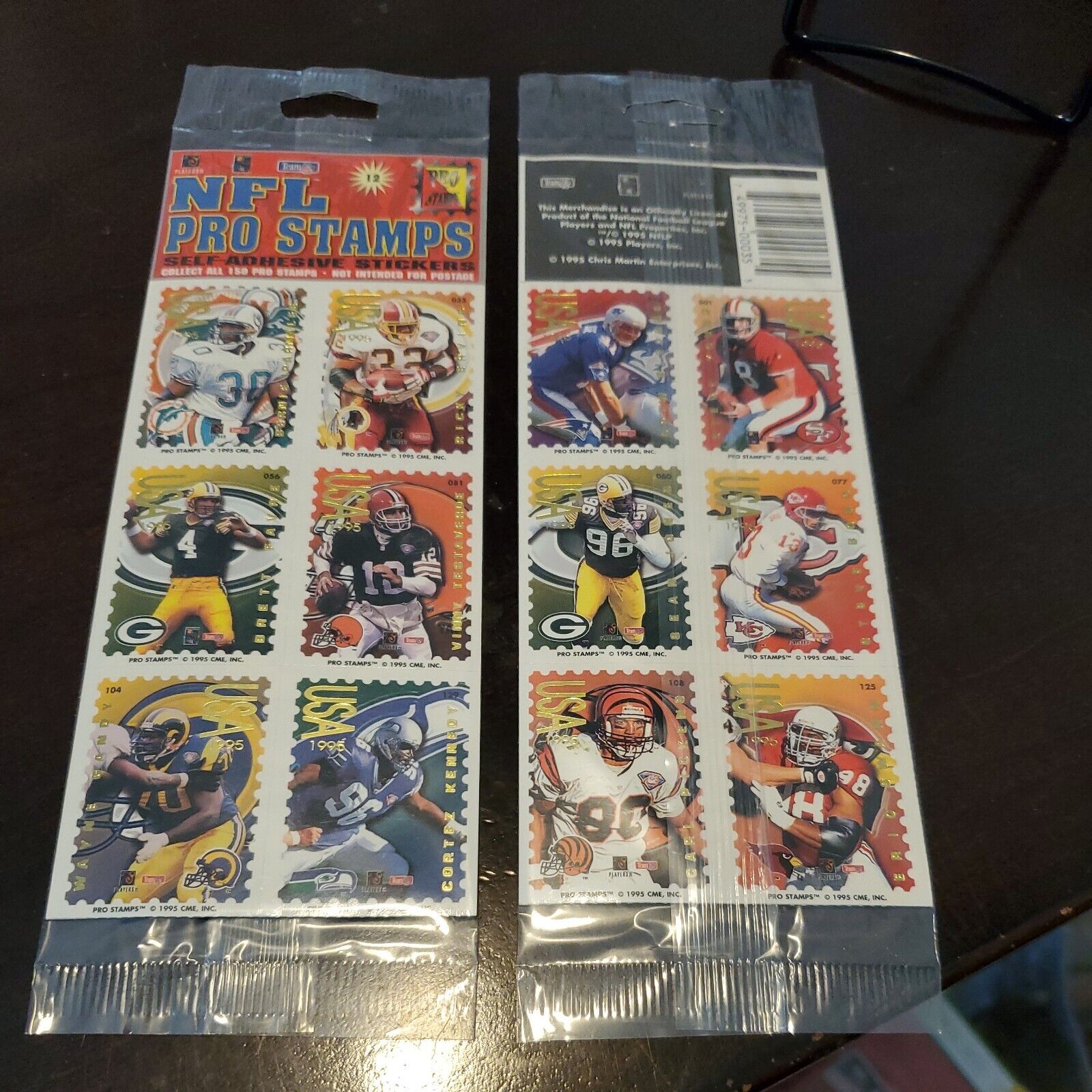 Vintage 1995 NFL Pro Stamps Stickers (12) NIP SEALED RARE Farve Young LOT OF 2