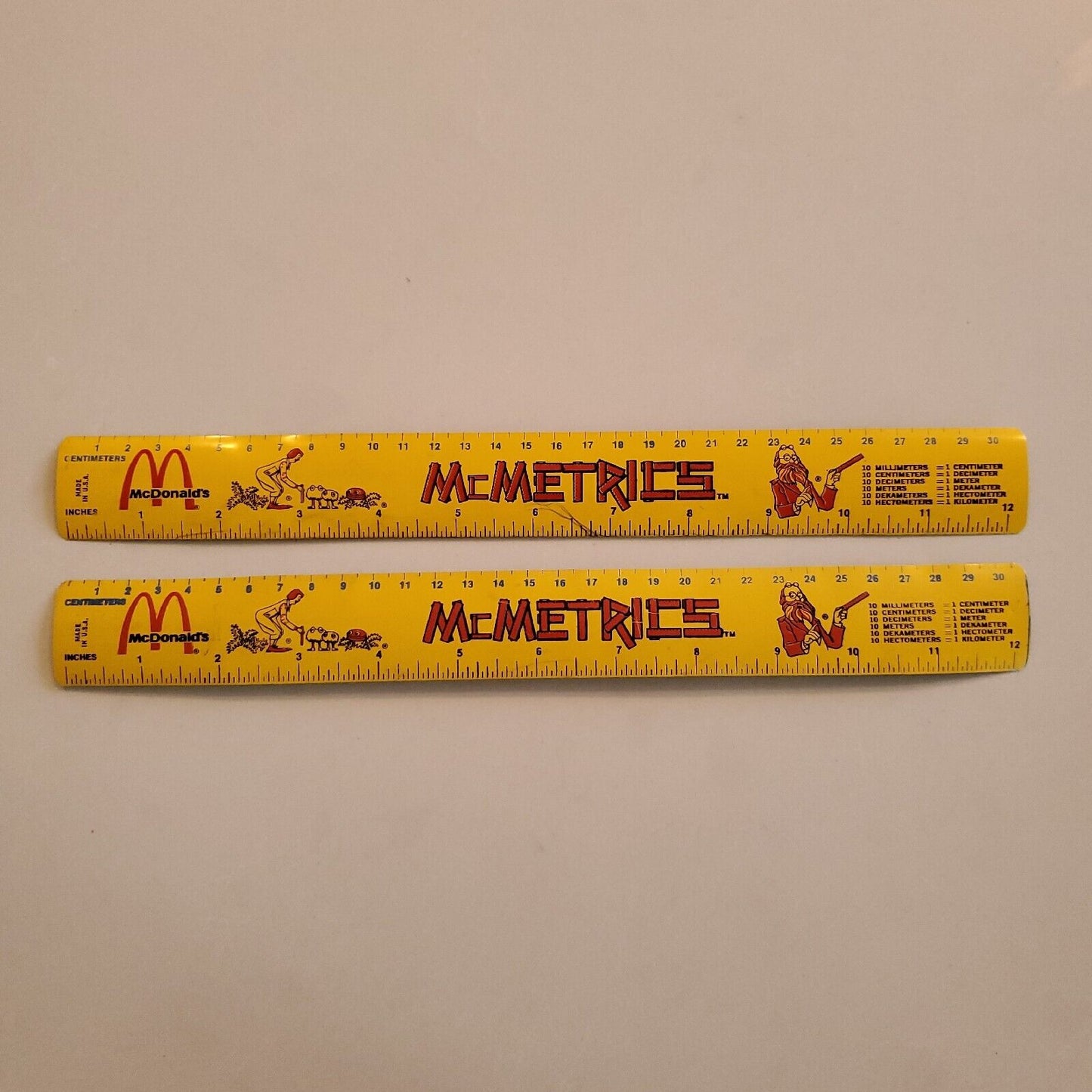 Vintage McDonald's MCMETRICS RULER Advertising Metric System - Metal, 12" 