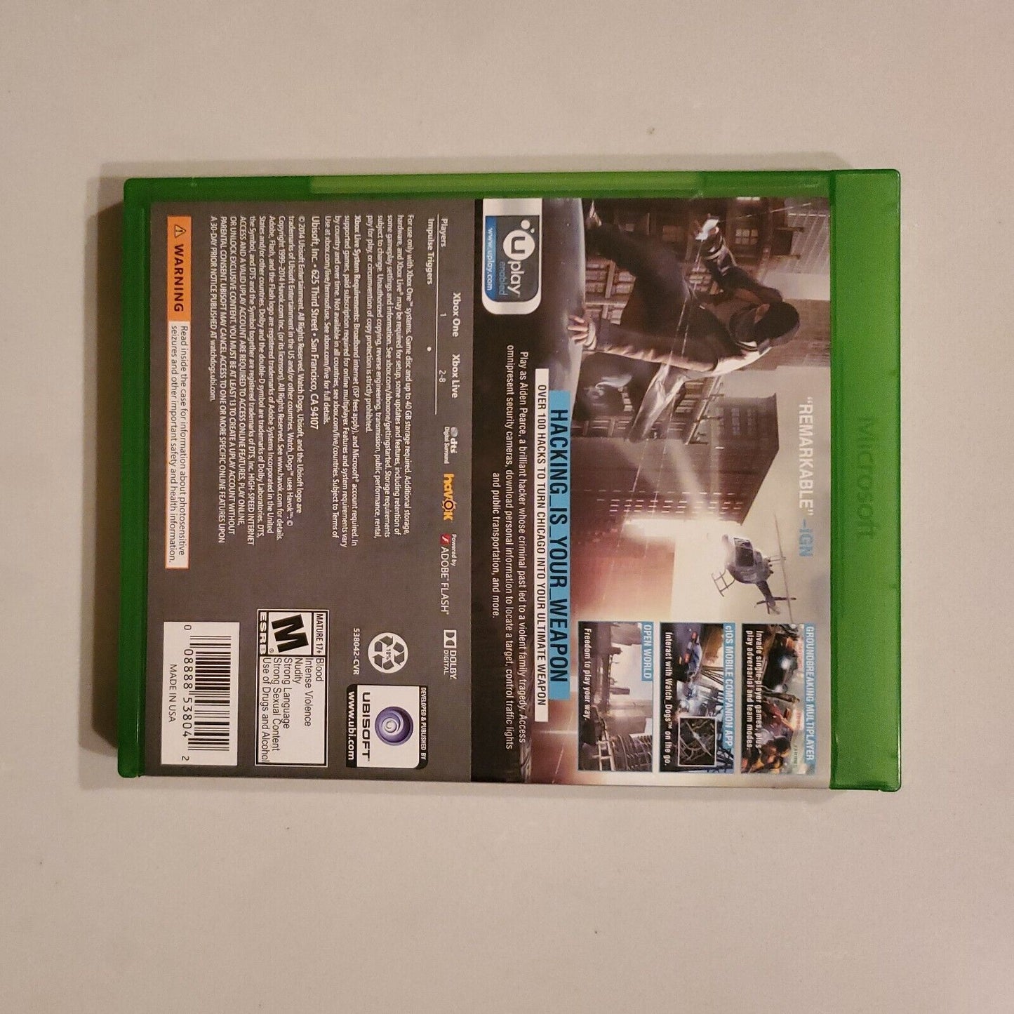 Watch Dogs (Microsoft Xbox One, 2014) Complete CIB Fast Shipping SB11