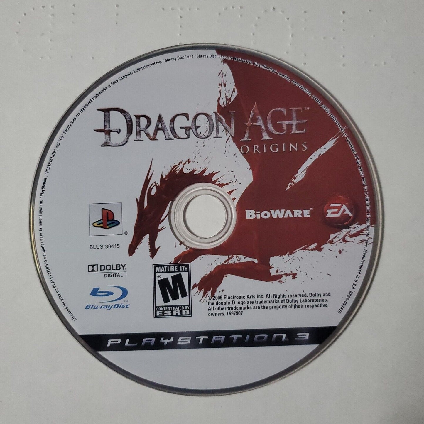 Dragon Age Origins (PS3 Video Game) Playstation 3 Disc Only