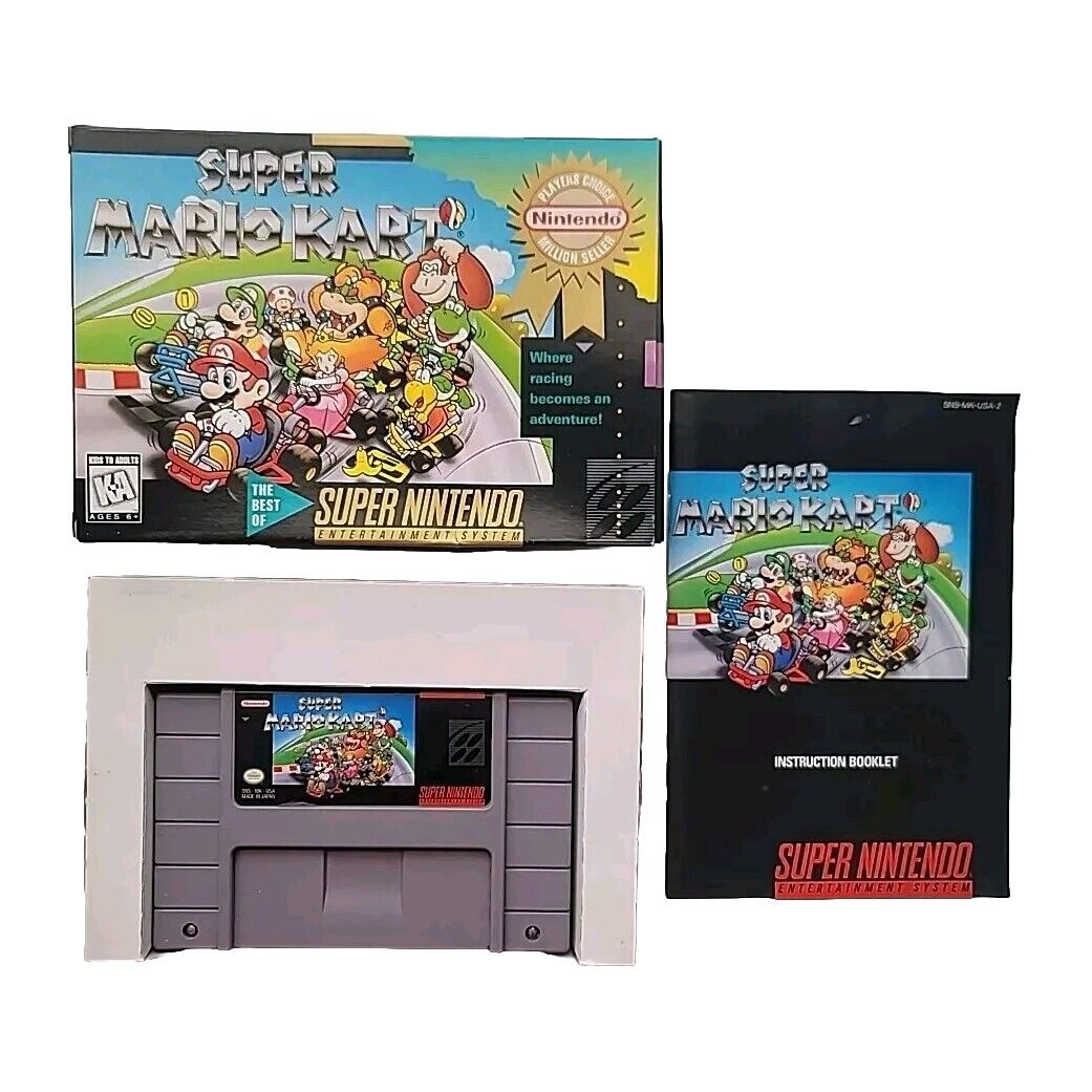 Super Mario Kart (Super Nintendo SNES, 1992) CIB Complete w/Manual Tested