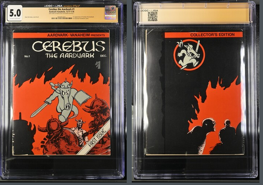 CEREBUS THE AARDVARK #1 - CGC 5.0  SIGNED AND VERIFIED BY SIM OW/W 1ST CEREBUS