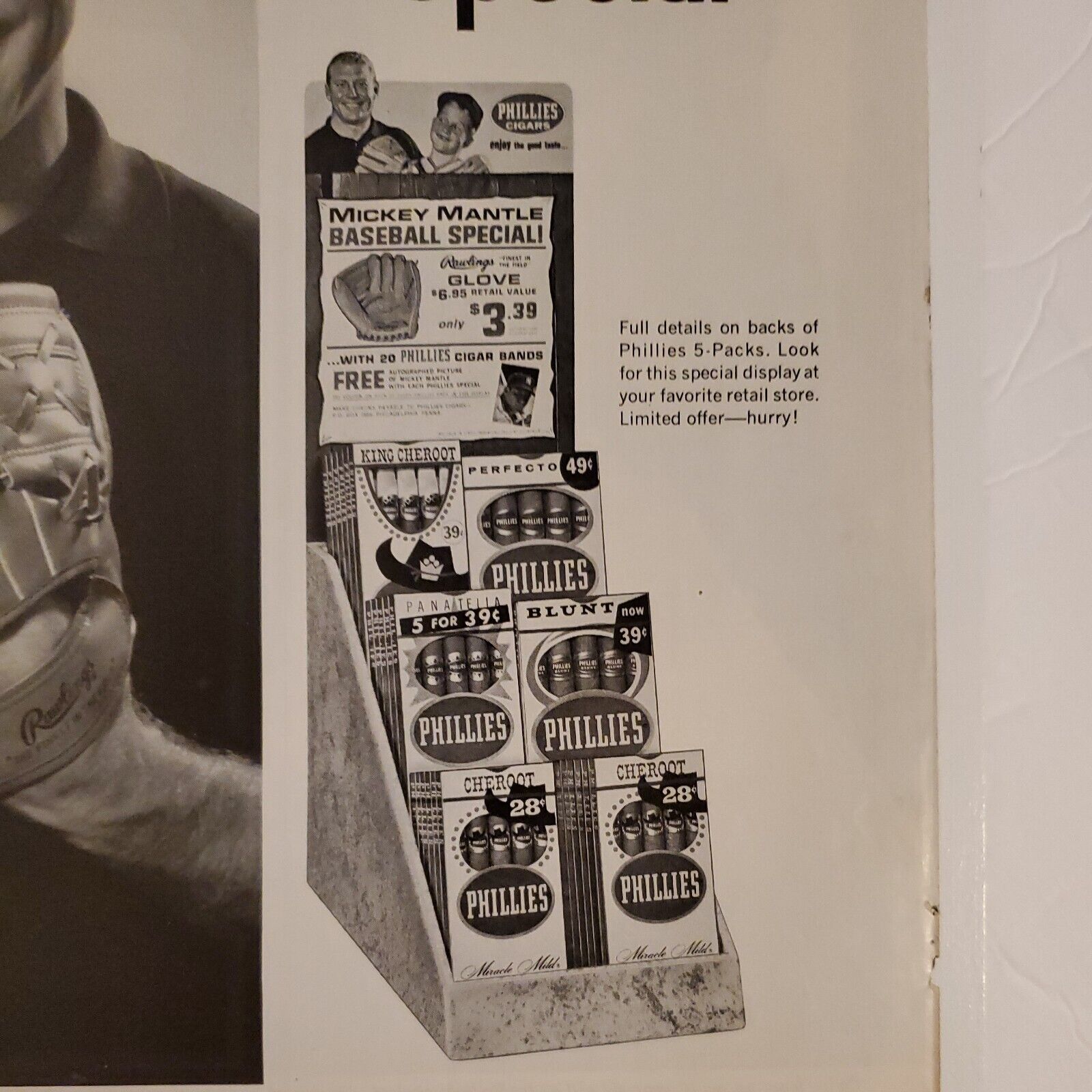 Mickey Mantle Phillies Cigars 1964 Original Magazine Ad