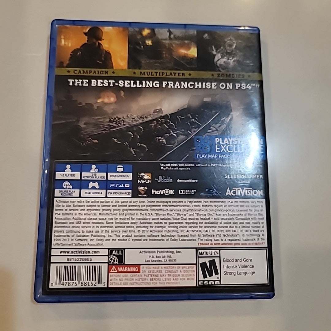 Call of Duty WWII COD World War 2 Sony PlayStation 4 PS4 WORKING