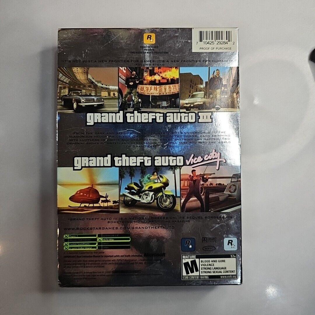 Grand Theft Auto Double Pack (Microsoft Xbox, 2003) Complete w/Posters - Tested