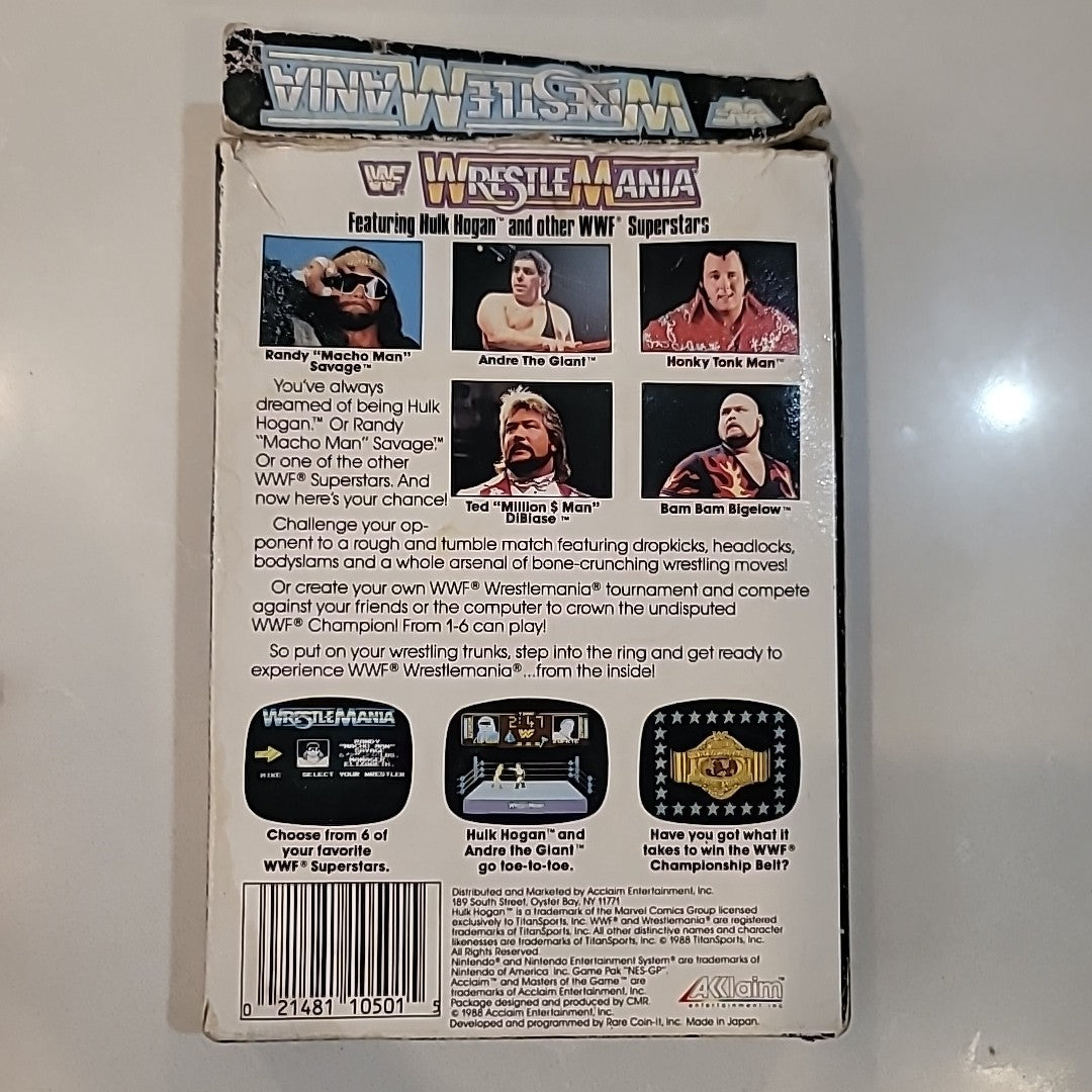 WWF WrestleMania (Nintendo NES 1989) - NEAR COMPLETE / BOX / MANUAL / NO POSTER
