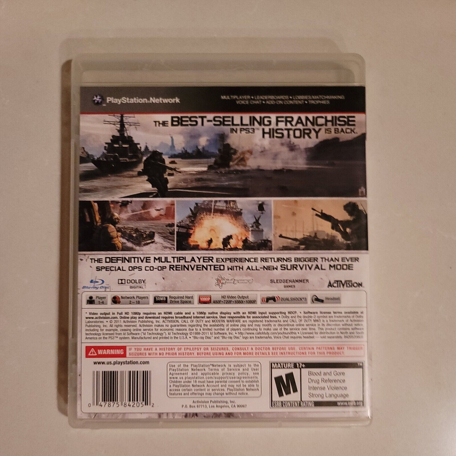 Call of Duty: Modern Warfare 3 (Sony PlayStation 3, 2011) SB1