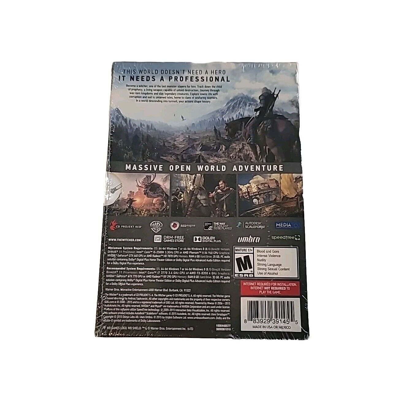 The Witcher 3: Wild Hunt PC DVD-ROM *NEW SEALED 