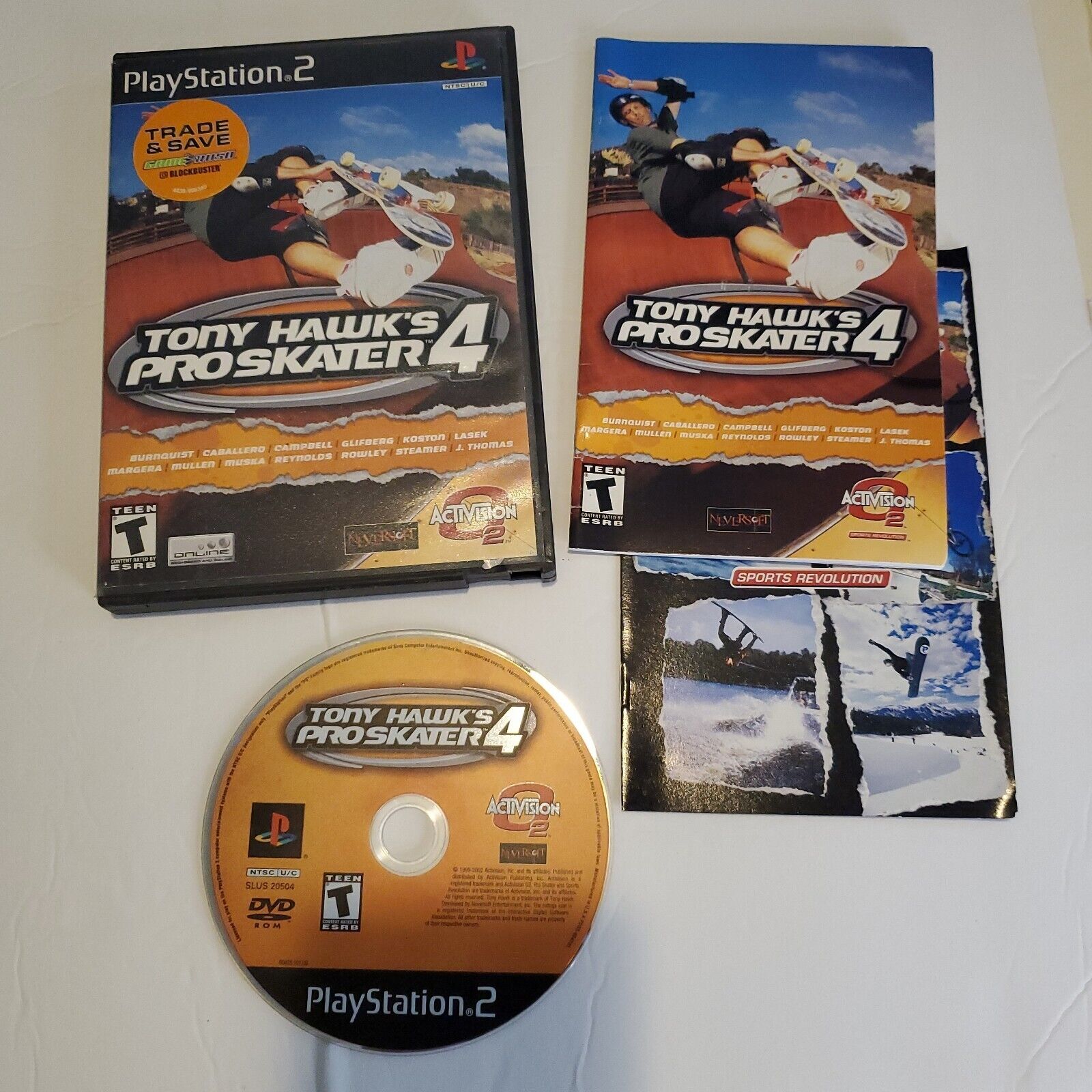 Tony Hawk's Pro Skater 4 Sony PlayStation 2 PS2 Black Label COMPLETE CIB  Tested