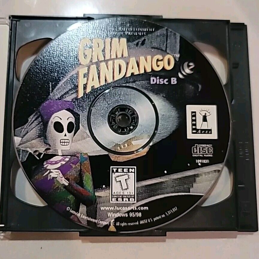 Grim Fandango PC Video Game CD-ROM, 2-Disc Set, 1997, LucasArt