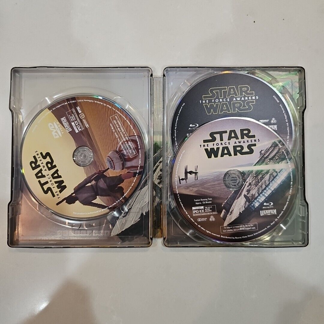 Star Wars The Force Awakens Steelbook 3 Disc Set Blu-ray DVD Bonus 2016