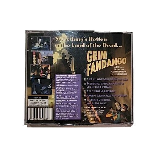 Grim Fandango PC Video Game CD-ROM, 2-Disc Set, 1997, LucasArt