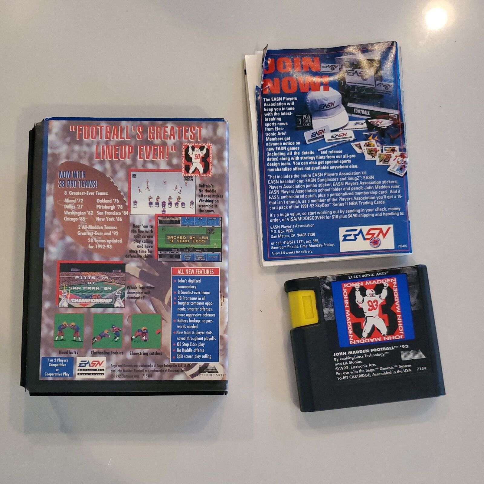 John Madden Football '93 (Sega Genesis, 1993) Authentic - CIB Complete w/ Manual