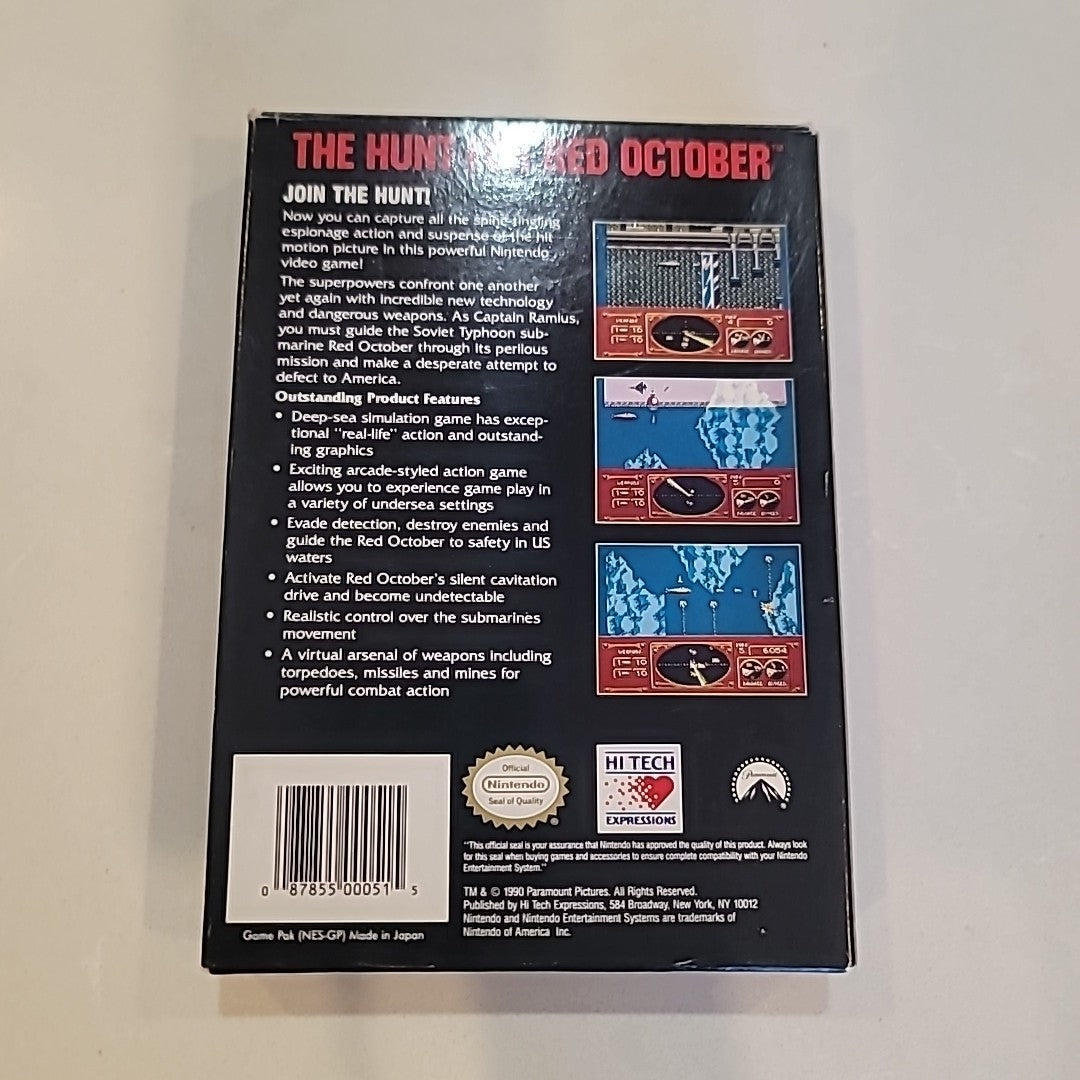 The Hunt for Red October complete in box nintendo nes connery film 