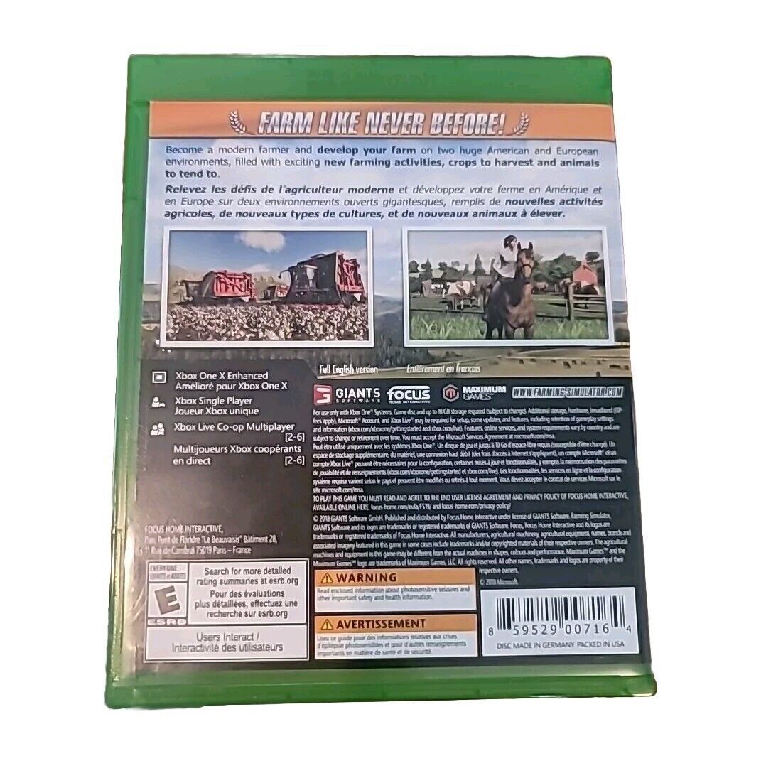 Farming Simulator 19  - Microsoft Xbox One Day One Edition CIB Complete