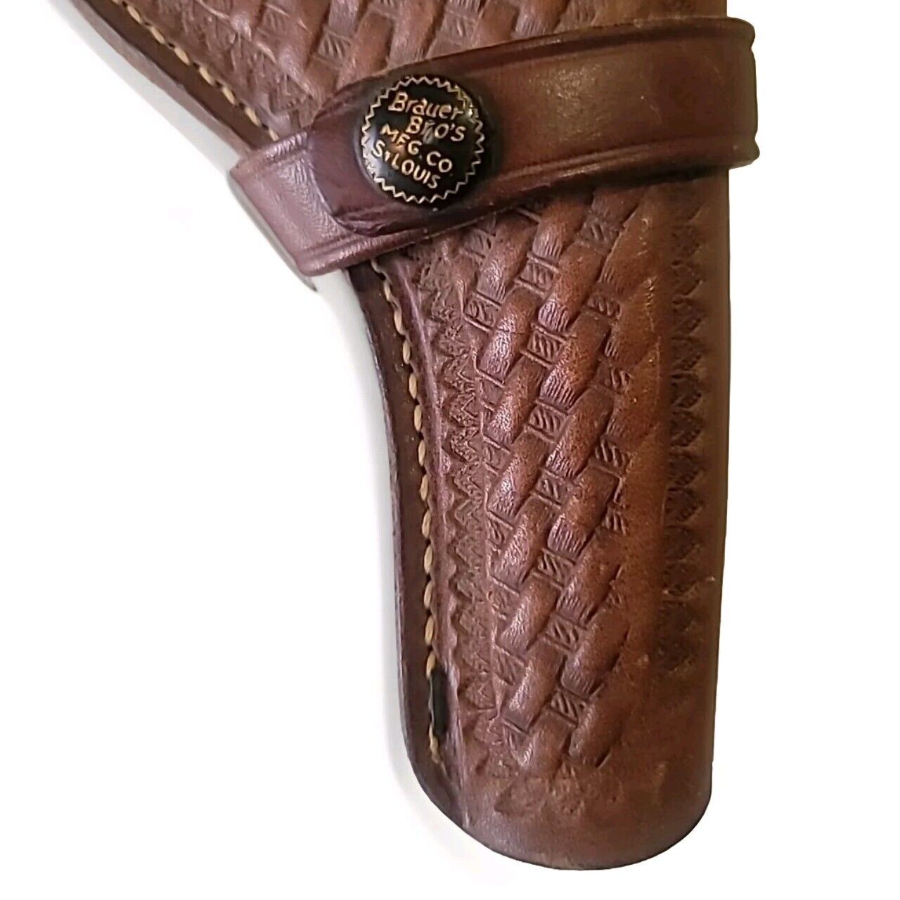 Brauer Bro's MFG. CO. St. Louis Brown Leather Basketweave Holster H E/9