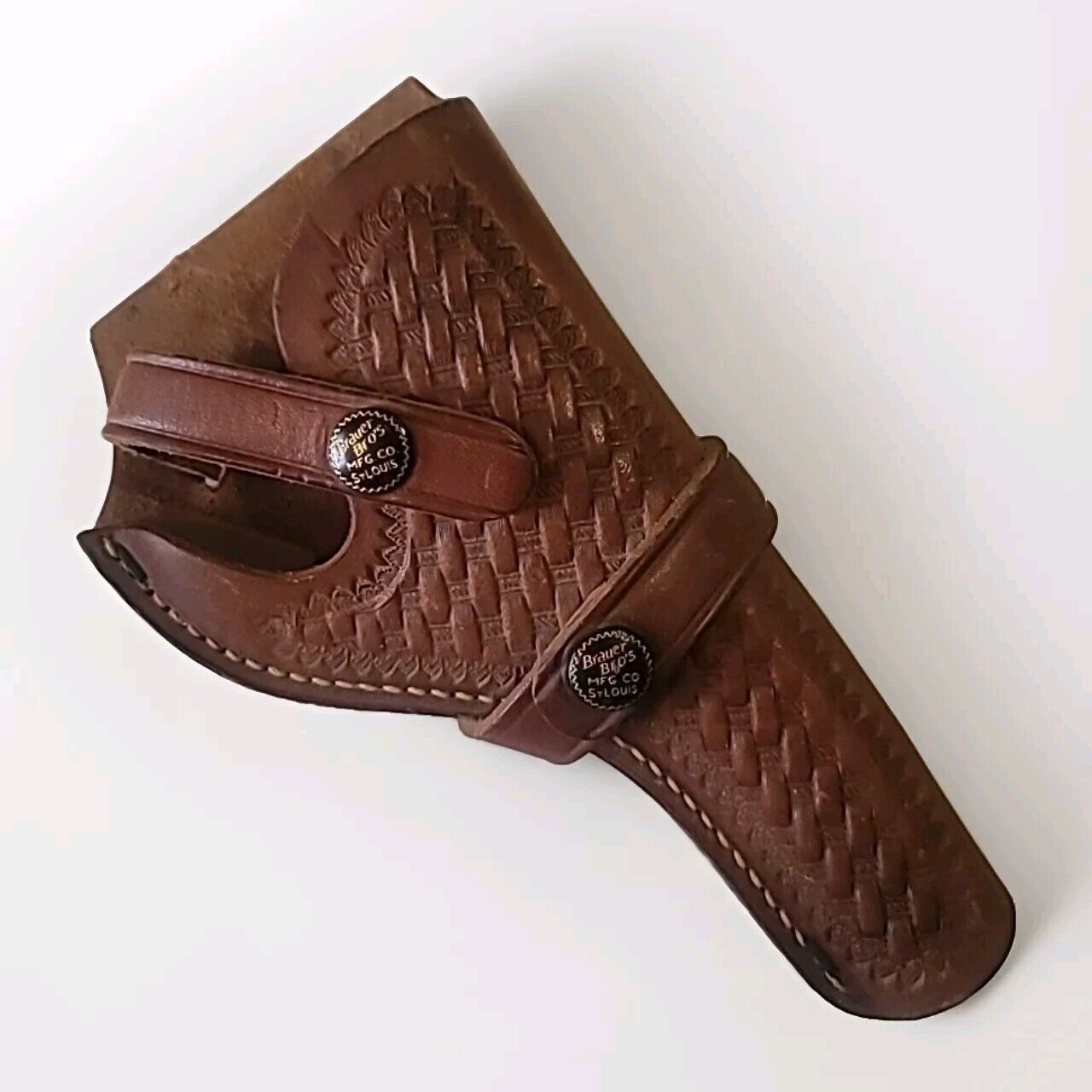 Brauer Bro's MFG. CO. St. Louis Brown Leather Basketweave Holster H E/9