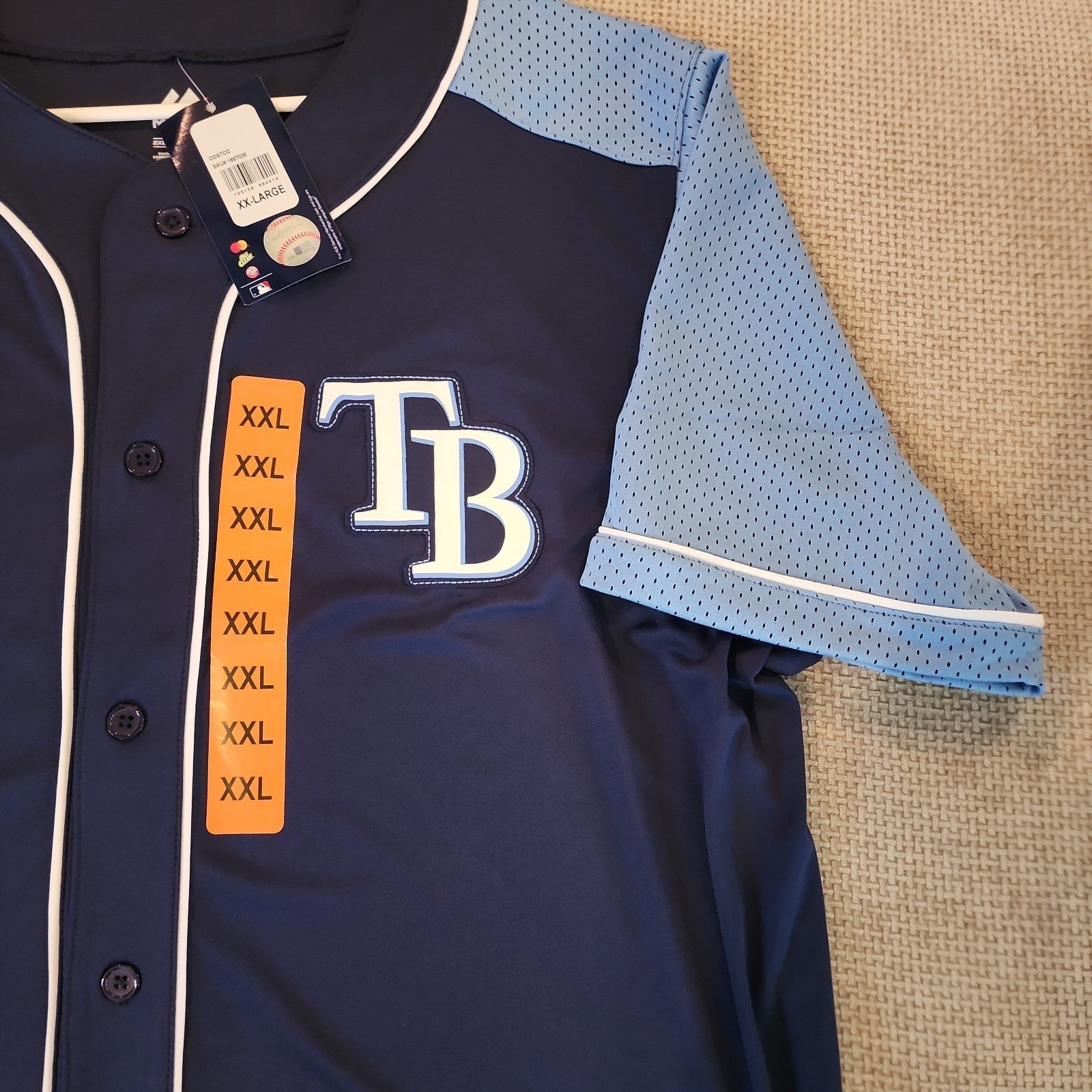 NWT Men's Majestic Tampa Bay Baseball Jersey XXL 2XL