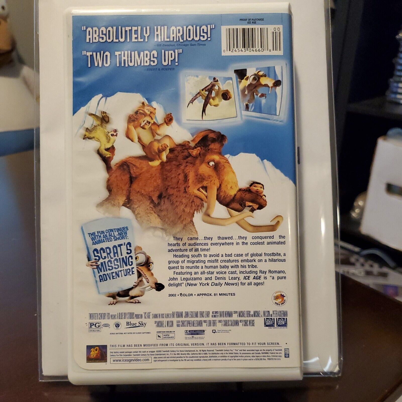 Ice Age VHS Home Video 2002 Family Film Bonus Short Scrats Missing Adventure Vtg