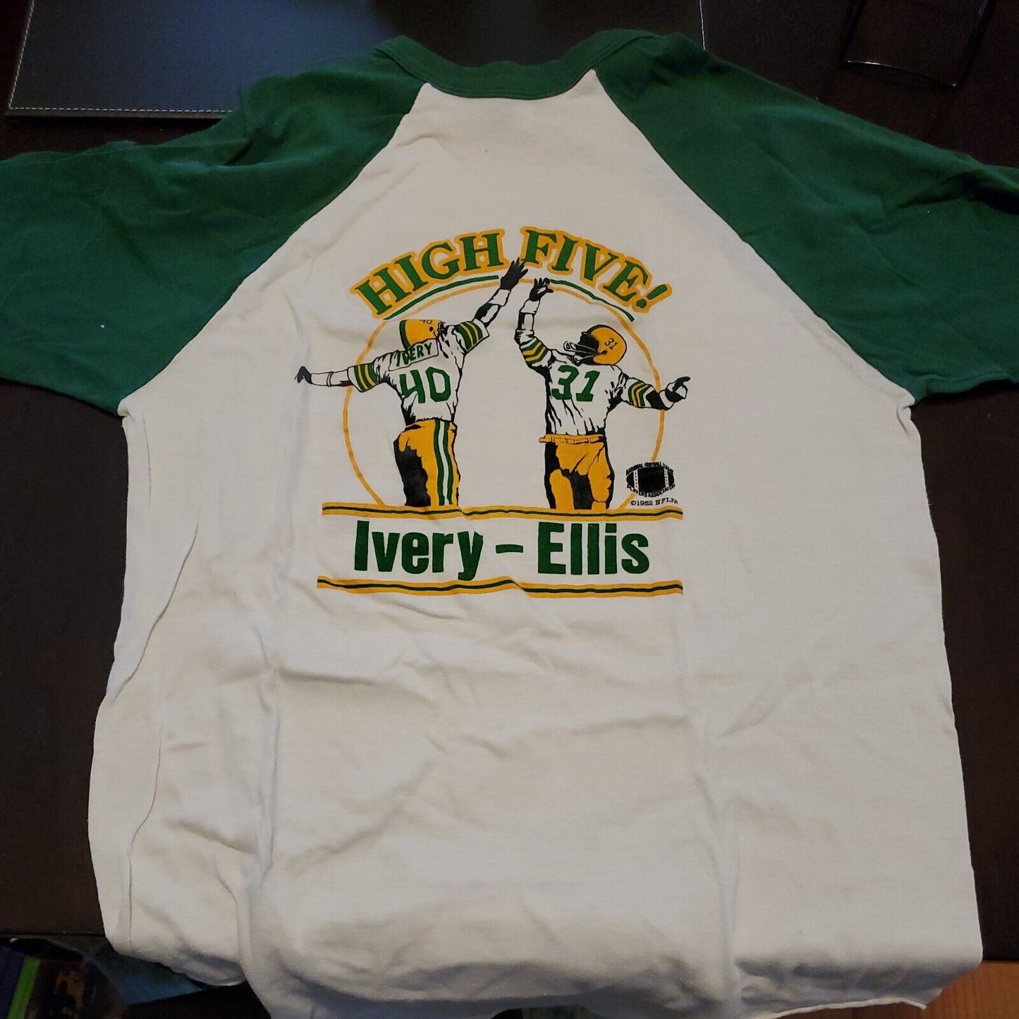 Vintage High Five Green Bay Packers 3/4 Sleeve Shirt Large 1982