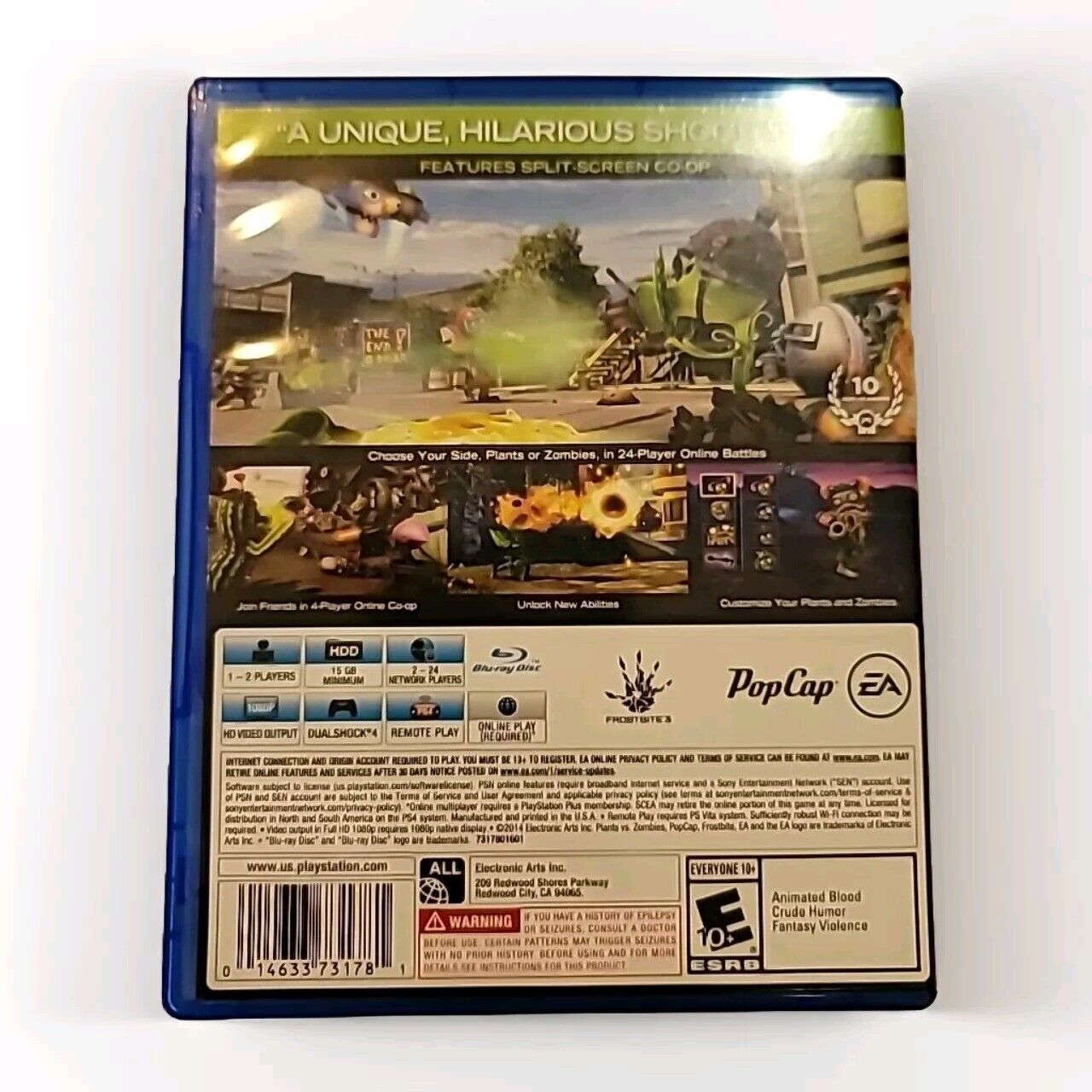 Plants vs. Zombies: Garden Warfare (Sony PlayStation 4, 2014) No Manual