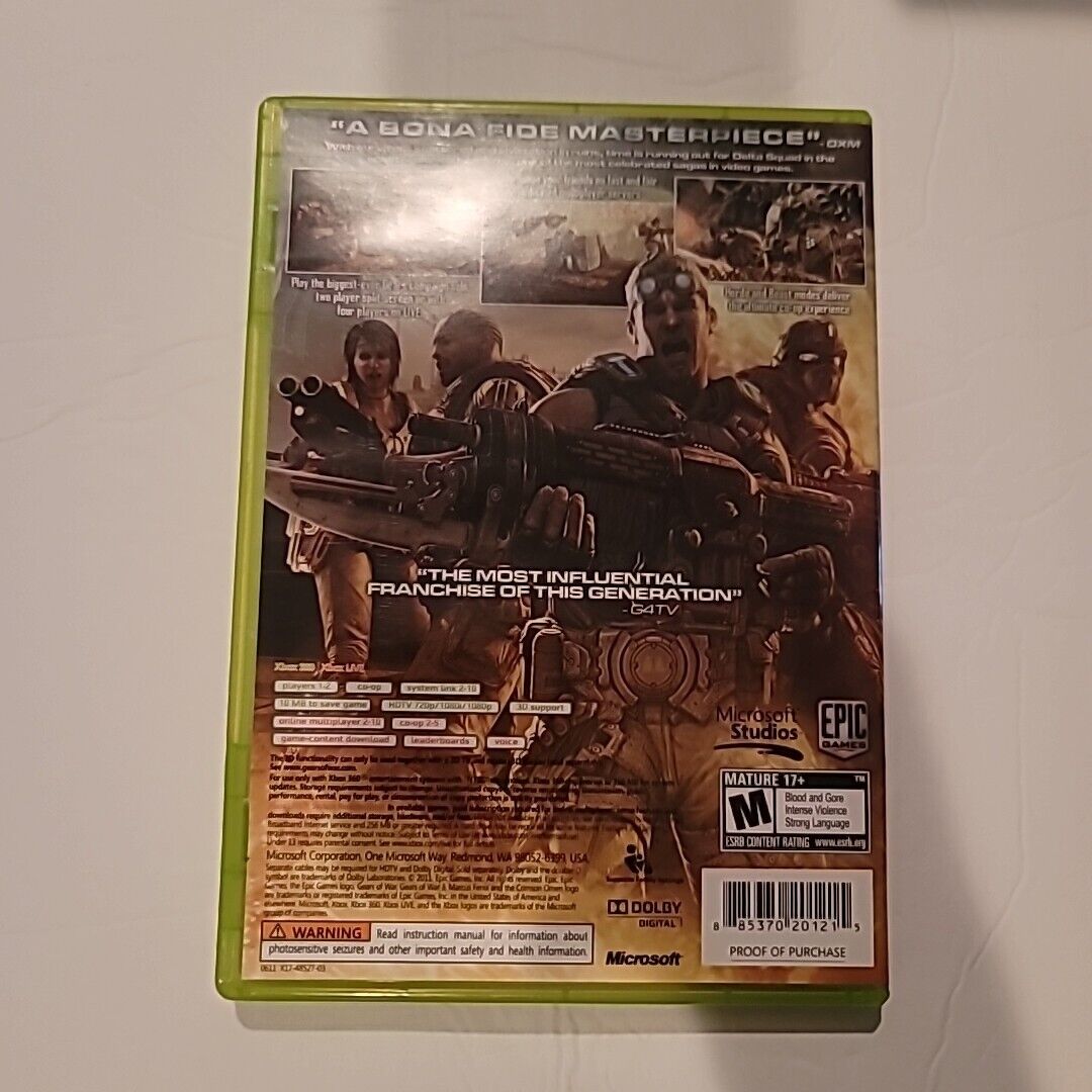 Gears of War 3 (Xbox 360, 2011) - Tested, Works - Includes Stickers