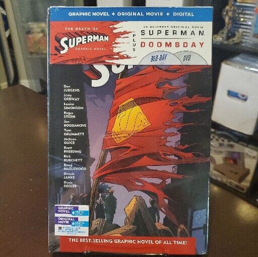 The Death of Superman Graphic Novel Plus Superman/Doomsday Blu Ray and DVD