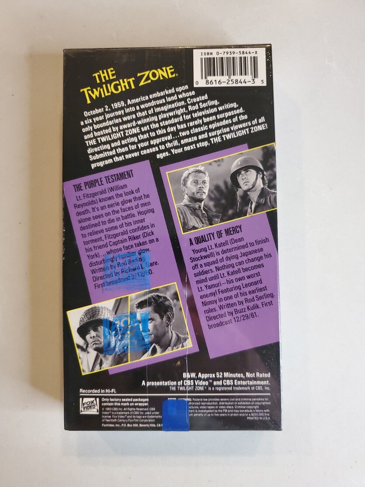 The Twilight Zone VHS Vol 15 The Purple Testament & A Quality of Mercy Sealed 