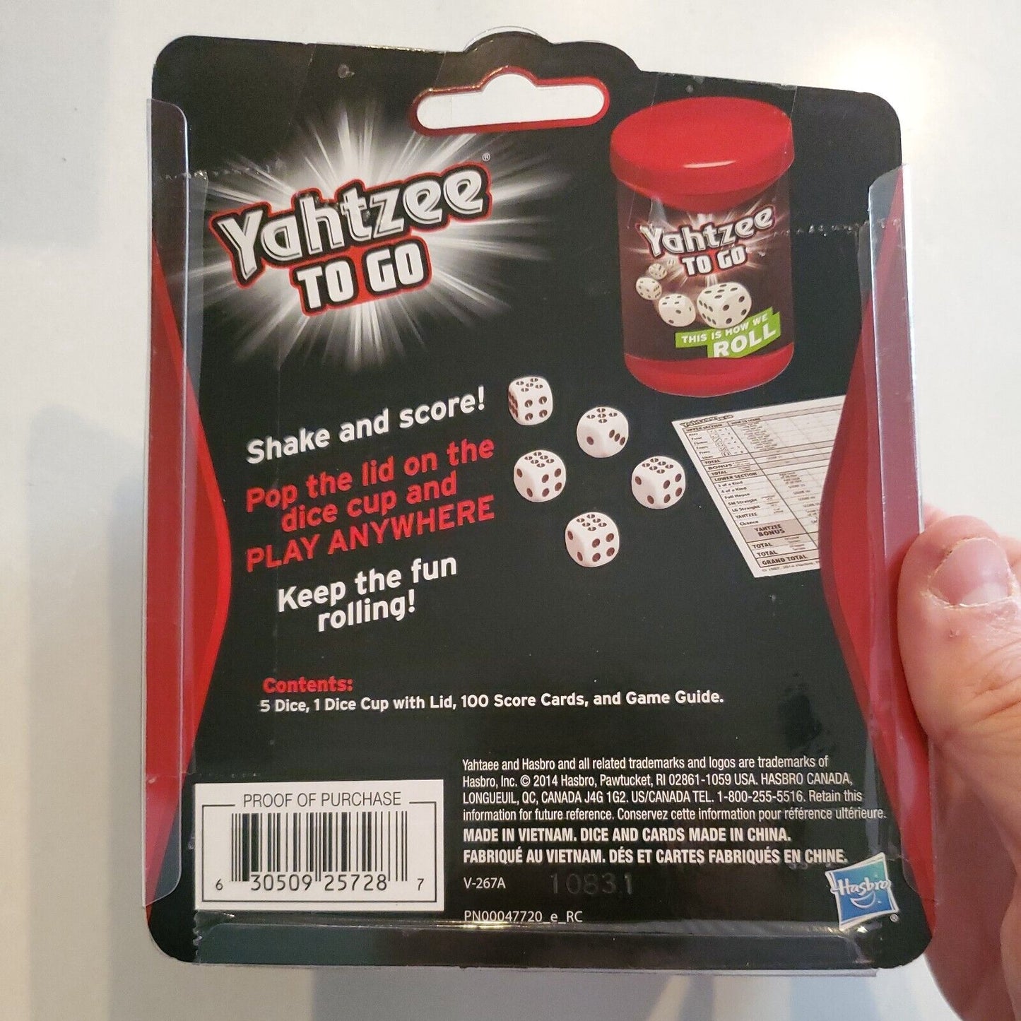 YAHTZEE TO GO Travel Game by Hasbro Gaming - NEW & SEALED Shake and Score