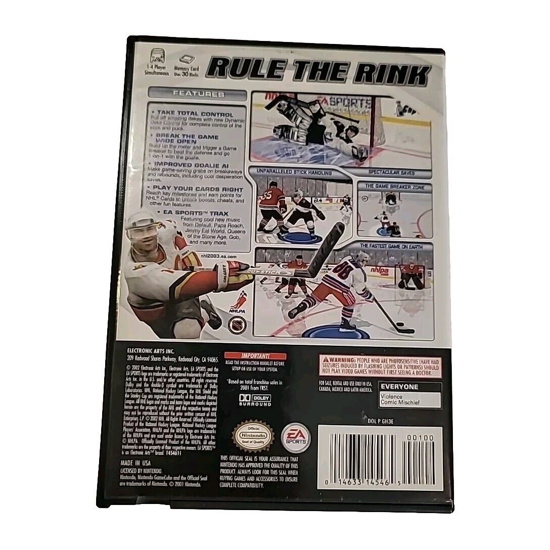 NHL 2003 Nintendo GameCube NGC CIB Complete w/ Manual EA Hockey Game 