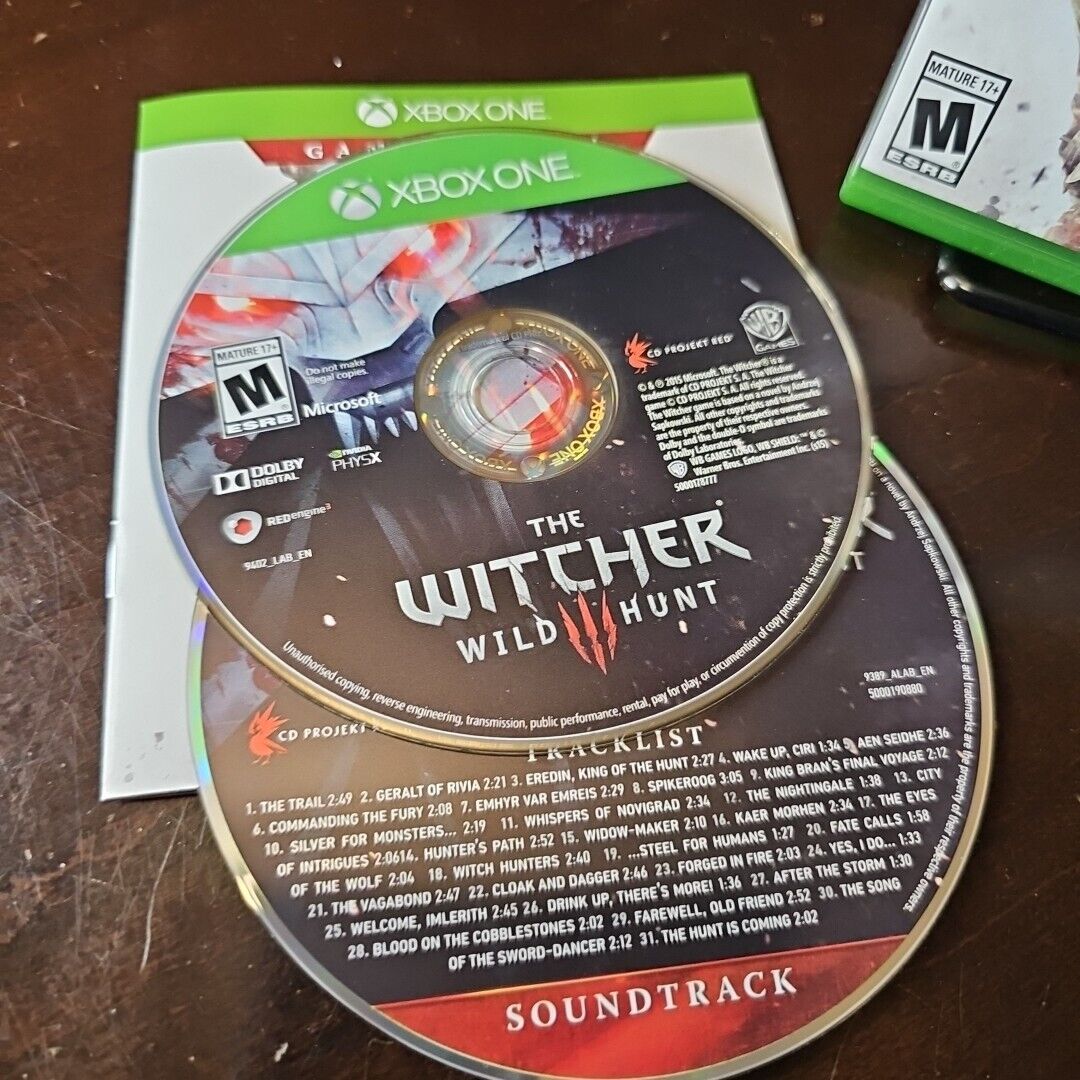 The Witcher 3 Wild Hunt Xbox One COMPLETE WITH SOUND TRACK BONUS CD